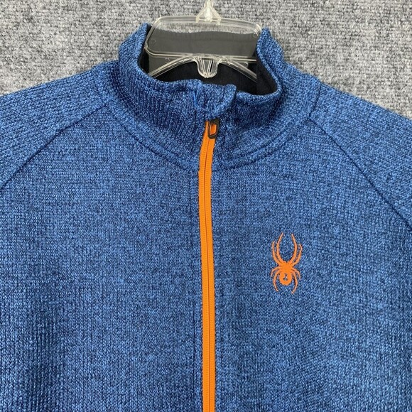Spider Heavy Knit Athletic Top Men M 1/2 Zip Long Sleeve Stretch Sides - Picture 3 of 15